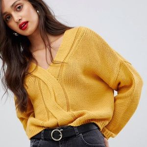 AX Paris | Gold Cable Knit Sweater
